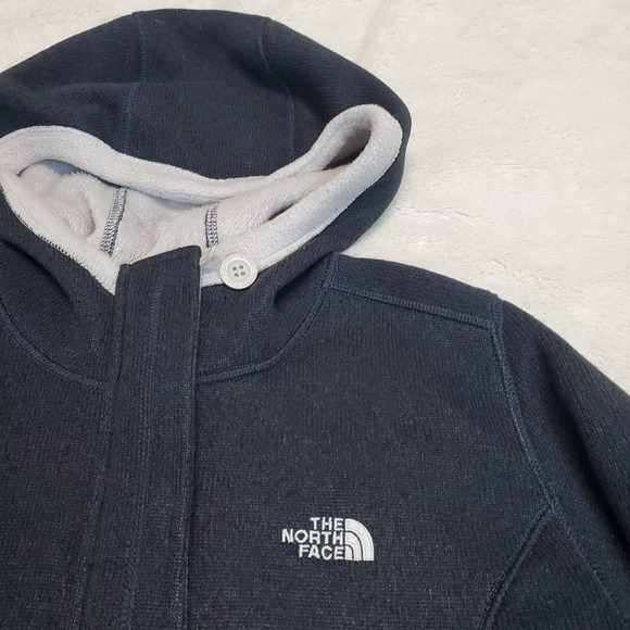 The North Face Gray Knit Cozy Casual Fleece Lined Full Zip Hoodie Jacket Large - Picture 2 of 9